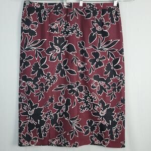 Jessica London Floral Midi Pencil Skirt size 22W Burgundy Office Career Wear